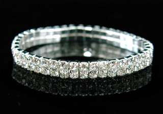 Row Wedding Crystal Rhinestone Bangle Bracelet B902  