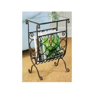    Handcrafted Glass Topped Iron Magazine Table