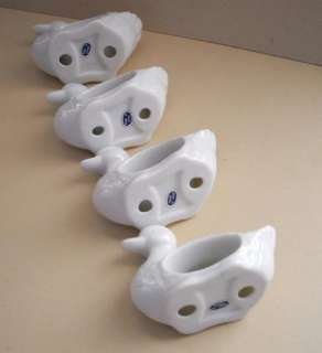  White Duck Porcelain Napkin Rings Holders w/ Japan Label NICE  