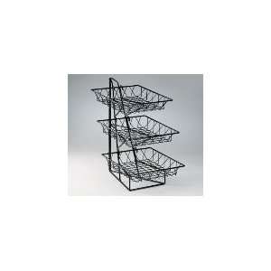   Display Rack w/ 12 in Square Wire Baskets, Black Wire