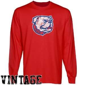 Louisiana Tech Bulldogs Red Distressed Logo Vintage Long Sleeve T 