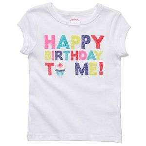 New Carters Girl Happy Birthday To Me Sparkle Print Shirt Tee 2t 3t 