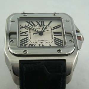Cartier Santos 100 XL Automatic Mens Full Size Steel Silver Dial 