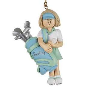  Female Golfer with Golfbag Christmas Ornament
