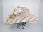 Frank Olive Semi Sheer Gold White Dress Church Large Hat Authentic