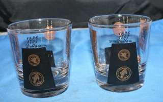 Vtg Black & Gold Coin Old Fashioned Glasses Barware 2  