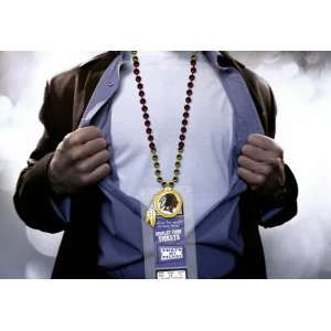 Washington Redskins Mardi Gras Beads Lanyard with Medallion and Ticket 