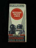 Missouri Pacific MP Railroad RR Public Timetable 1944  