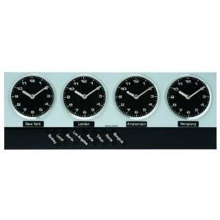  Black Leather Three Time Zone Clock