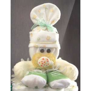 Sock Baby Shower Gift Centerpiece Boy Girl Diaper Cake Yellow Green 