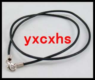 20pcs black real leather necklace cords w lobster2mm18  