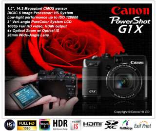 Canon PowerShot G1X Digital Camera + 8GB SD   14.3MP 4x Zoom 28mm Lens 