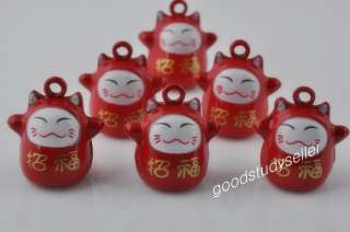 10 cute Christmas Lucky Cat Jingle Bells Beads Pet Charms ornaments 