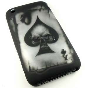   IPHONE 3G 3GS ACE SPADE SKULL BLACK HARD COVER CASE PHONE ACCESSORIES