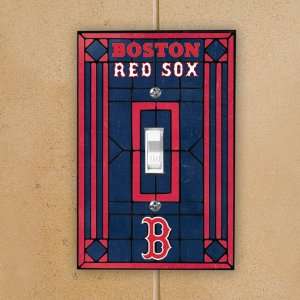  Boston Red Sox Red Art Glass Switch Plate Cover Sports 