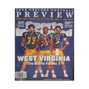 2006 West Virginia Steve Slaton, Owen Schmidt & Pat White autographed 