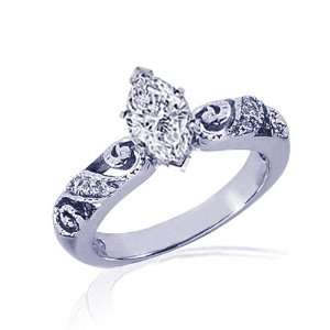   Marquise Shaped Diamond Engagement Ring Pave SI2 Fascinating Diamonds