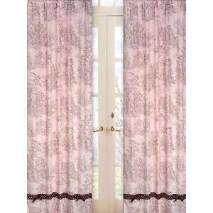  Pink and Brown Toile Curtain Panels