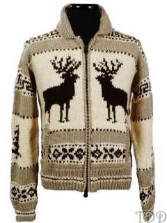 NWT 495 Polo Ralph Lauren Wool Moose Cardigan Sweater M  