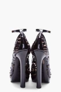 Alexander McQueen black laser cut leather heels for women  