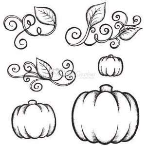 Heartfelt Creations Rubber Stamps   Pumpkin/Autumn Vines