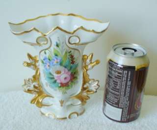 Portugal porcelain vase with floral design   gold trim  