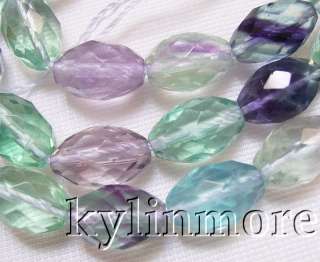   purple fluorite length 15 size 8x12mm shape faceted rice color as