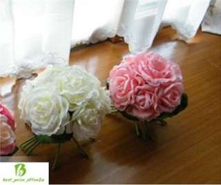 Pink Silk Roses Buds Wedding Bouquet Bridal Silk Flower  