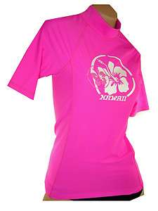   500w womens short sleeve quality pink swim shirt / rash guard S, M, L
