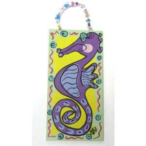   Seahorse Design Wood Wall Plaque   10 X 5 New