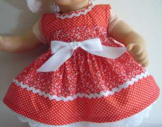 DOLL CLOTHES fits Bitty Baby Red Polka Dot Dress & Hat  