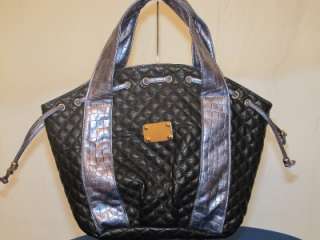  Inspired QUILTED Handbag Purse MODE BECKY Black and Silver LARGE