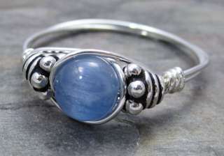 Blue Kyanite Bali Silver Wire Wrap Ring ANY size  
