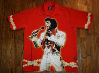 RARE ELVIS PRESLEY KING of ROCK N ROLL button down DRAGONFLY SHIRT 