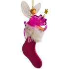 Kurt Adler Fairy With Wand In Red Glittery Stocking Christmas Ornament