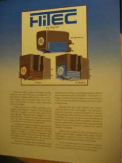 Signet HiTec Phono Cartridge Brochure H 10, H 11p, H 12  