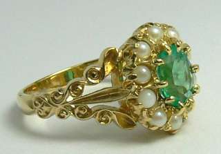 Antique Colombian Emerald & Seed Pearl Ring 1.20cts  