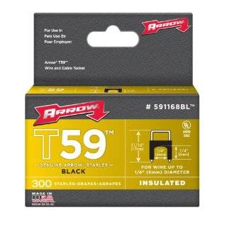  Genuine T59 Insulated Black 1/4 Inch by 1/4 Inch Staples, 300 Pack