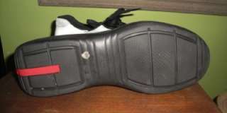PRADA SPORT White w Black Patent Leather Americas Cup Sneaker Shoe M 