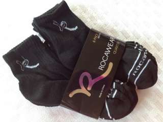pr Mens Rocawear black athletic quarter SOCKS sock size 9 11 LOGO 