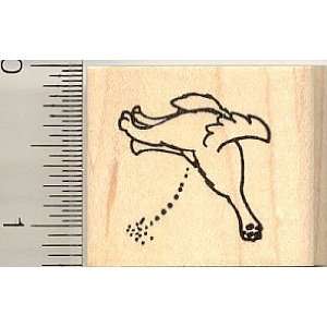  Cute Little Dog Watering Rubber Stamp   Wood Mounted Arts 