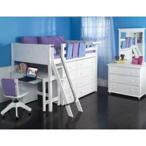   Loft Bed w. Angle Ladder, 4 Drawer Chest, 4 _ Drawer Chest and 8 Shelf