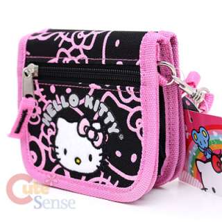 Sanrio Hello Kitty Shoulder Strap Wallet  Black Pink Glittering Face