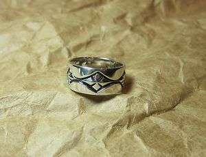 925 Sterling Silver Decorative Wide Band RING SZ 8 Celtic Tribal 