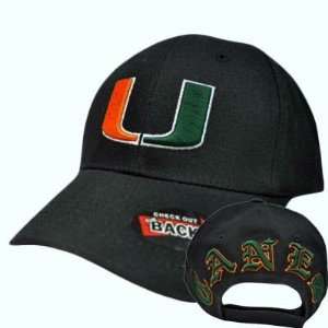  NCAA UM Miami Hurricanes Old English Embroidery Black 