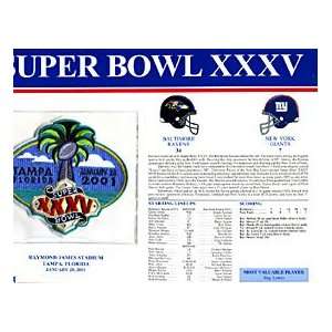  Super Bowl 35 Patch and Game Details Card Sports 