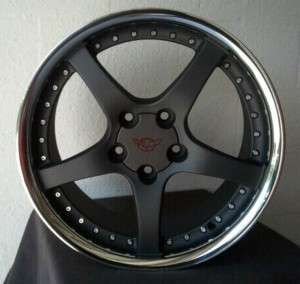 18/18 C5 Corvette Wheels Matte Black W/ Stainless Lip  