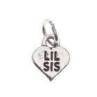 LGU Sterling Silver Big Sis Lil Sis Heart Charm with 20 Inch Box Chain 