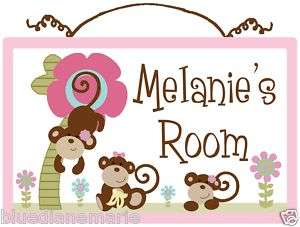 Personalized Melanie Monkey/Girl Wood Sign So Cute  