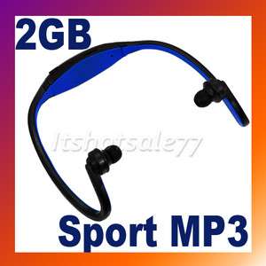 2GB Sport Headphone  Music Player TF Card Slot Blue New  